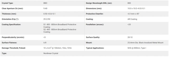 spec_10 x 10 x 0.5mm, 800nm SHG, Type I BBO Nonlinear Crystal_1.jpg